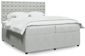 Cama com molas/colchão 200x200 cm veludo cinzento-claro