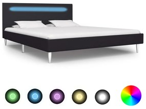 vidaXL Estrutura de cama com LED 140x200 cm tecido preto