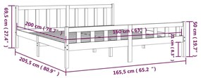 Estrutura de cama 160x200 cm madeira maciça branco