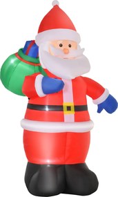 HOMCOM Pai Natal Inflável LED 2,4 m Poliéster Impermeável para Interiores e Exteriores | Aosom Portugal