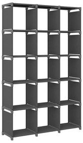 vidaXL Unidade de prateleiras 15 cubos 103x30x175,5 cm tecido cinzento