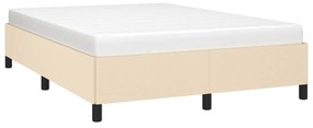 Estrutura de cama sem colchão 140x200 cm tecido cor creme