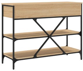 Mesa consola gavetas/prateleiras deriv. madeira carvalho sonoma