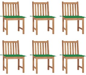 Cadeiras de jardim 6 pcs c/ almofadões madeira de teca maciça