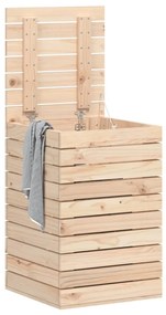 Cesto de roupa suja 44x44x66 cm madeira de pinho maciça