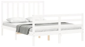 Estrutura de cama com cabeceira 120x200cm madeira maciça branco