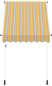 Toldo retrátil manual 150 cm riscas amarelas e azuis