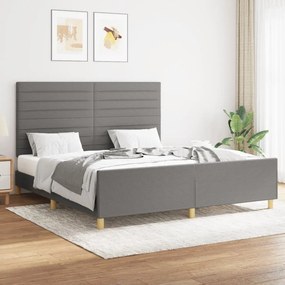 Estrutura de cama sem colchão 160x200 cm tecido cinzento-escuro