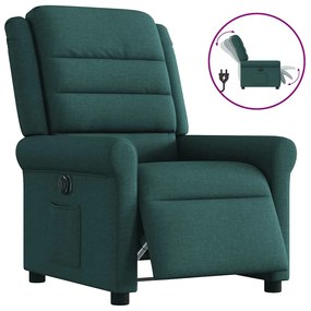 vidaXL Poltrona elétrica reclinável tecido verde-escuro