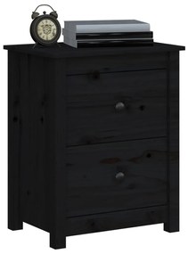 Mesas de cabeceira 2pcs 50x35x61,5 cm pinho maciço preto