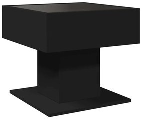 Mesa de centro c/ LEDs 50x50x45cm contraplacado preto brilhante