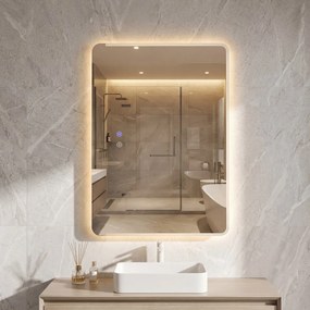 Espelho LED 70x50 cm para casa de banho com luz antiembaciamento e 3 cores reguláveis prateado