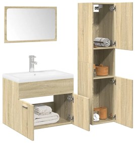 vidaXL 4 pcs conj. móveis casa banho derivados madeira carvalho sonoma