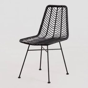 Cadeira De Jantar Em Rattan Sintético Gouda Colors Preto & Negro - Sklum