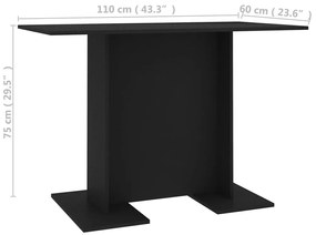 Mesa de jantar 110x60x75 cm derivados de madeira preto