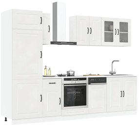 vidaXL 8 peças armário de cozinha conjunto Kalmar branco brilhante