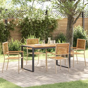Conjunto de Jantar para Jardim vidaXL de 5 Peças Bege Poli Rattan Acácia