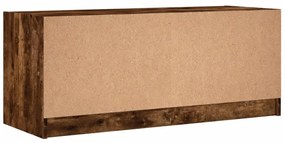 Móvel de TV c/ portas de vidro 102x37x42 cm carvalho fumado