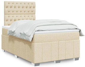 Cama boxspring com colchão 120x190 cm tecido cor creme