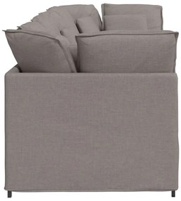 Sofá modular com almofadas tecido castanho-acinzentado