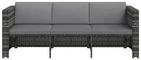 4 pcs conjunto lounge de jardim c/ almofadões vime PE cinzento