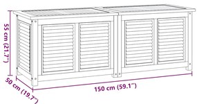 Caixa de arrumação para jardim com saco 150x50x55cm teca maciça