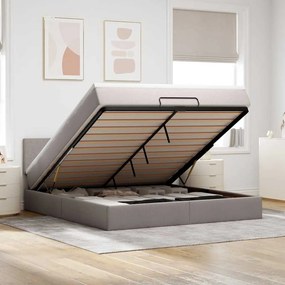 moldura de cama otomana vidaXL com tecido Taupe 180x200cm