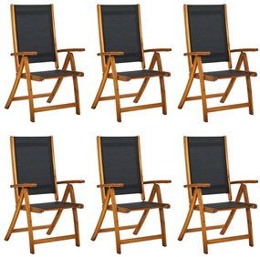 Cadeiras de jardim dobráveis 6 pcs acácia maciça e textilene