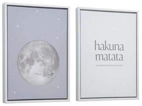 Kave Home - Set Ludmila de 2 quadros de madeira branco lua cinzento