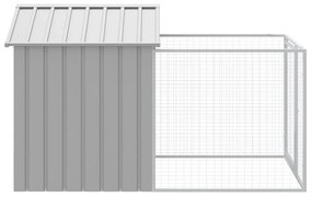 Casota para cães com parque aço galvanizado cinzento-claro