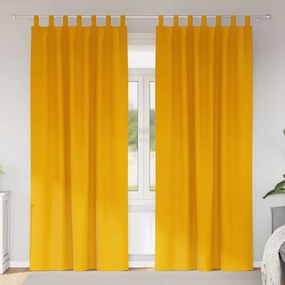 Cortinas Blackout vidaXL com laços de pendurar 2 pcs Amarelo Mostarda Veludo
