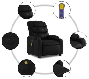 Poltrona massagens reclinável elétrica couro artificial preto