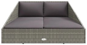 Espreguiçadeira de jardim 110x200 cm vime PE cinzento
