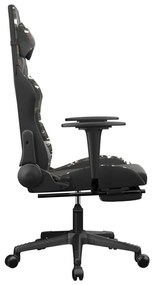 Cadeira gaming massagens apoio pés couro artif preto/camuflagem