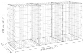 Muro gabião com tampas aço galvanizado 200x60x100 cm