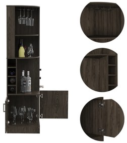 Bar de Canto com Suporte Copos, para sala, cozinha 180,6 cm a x 46,9 cm p x 46,9 cm, Castanho