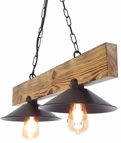 Candeeiro de Teto Hepsi – Nogueira e Preto – 60 x 22 x 65 cm