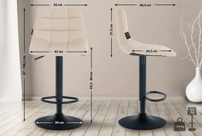 Banco de bar Jerry em couro sintético com estrutura preta 87-108,5 x 43 x 46,5 cm Creme