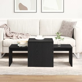 Conjunto de Mesas VidaXL Preto Carvalho 100x48x40 cm Madeira de Engenharia
