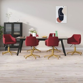 vidaXL Cadeiras de jantar giratórias 6 pcs veludo vermelho tinto