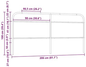 Cabeceira de cama 200 cm derivados madeira/aço carvalho sonoma