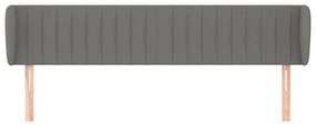 Cabeceira de cama c/ abas tecido 163x23x78/88cm cinzento-escuro