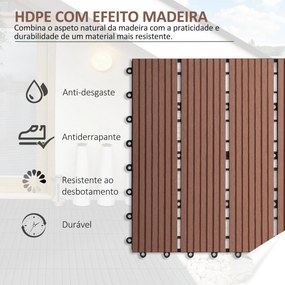 Conjunto de 11 Peças de Estrados Exterior 30x30 cm 1 m² Estrados de Ja