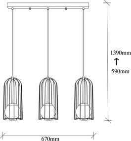 Candeeiro Suspenso Tweety – Preto – 67 x 15 cm