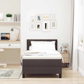 Cama Box com Colchão &amp; LED Marrom Escuro 90x200 cm Tecido