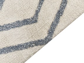 Tapete em algodão branco e azul 160 x 230 cm MENDERES Beliani