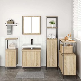 vidaXL Conjunto de Móveis para Banheiro 5 pcs Carvalho Sonoma e Preto