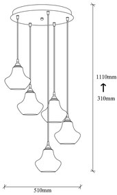 Candeeiro de Teto Chandelier Gold – Dourado e Preto – 51 x 51 cm