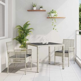 vidaXL Conjunto de Jantar para Jardim 3 pcs Cinzento-claro
