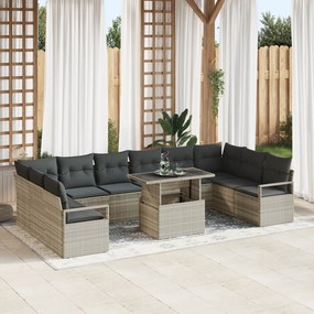 Conjunto de Sofás de Jardim vidaXL 11 Peças com Almofadas Cinza Claro